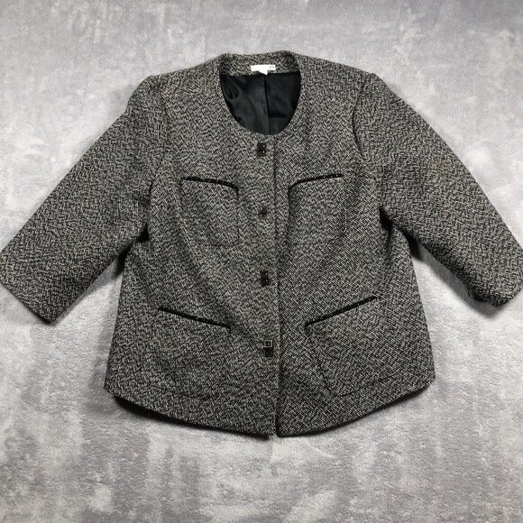 Charter Club Coat Womens Size 2X Gray Tweed Mature Business Classy Grandma - Picture 1 of 12